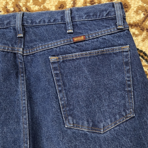 Wrangler Rustler Wrangler Denim Blue Jeans Cotton Western Bootcut Cowboy 80s 90s - Picture 5 of 6